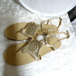 Jack Rogers Metalic Thong Sandals, Gold, Size 9